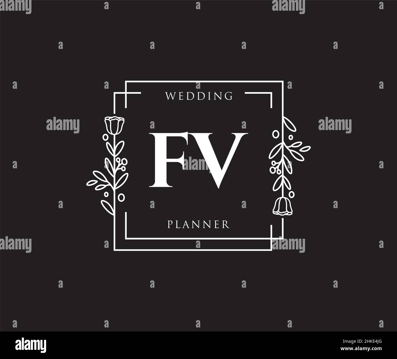 Logo FV femminile. Utilizzabile per la natura, salone, centro benessere, cosmetici e loghi di bellezza. Elemento modello di disegno con logo a vettore piatto. Illustrazione Vettoriale