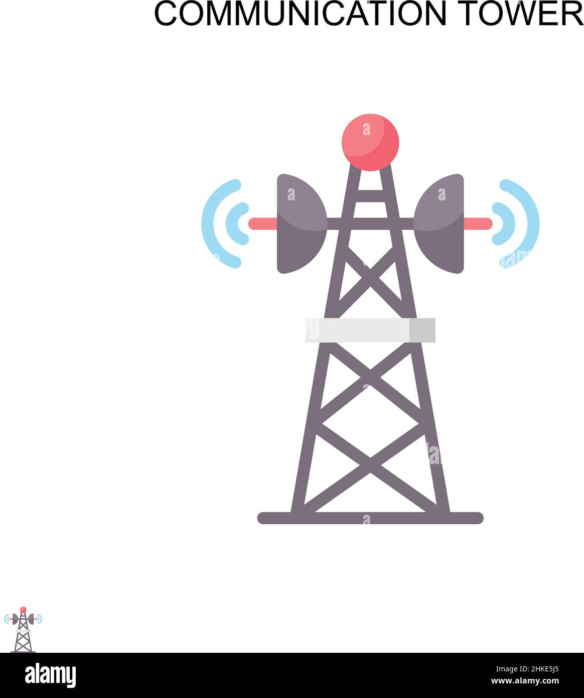 Icona vettore semplice della torre di comunicazione. Modello di disegno del simbolo di illustrazione per l'elemento dell'interfaccia utente mobile Web. Illustrazione Vettoriale