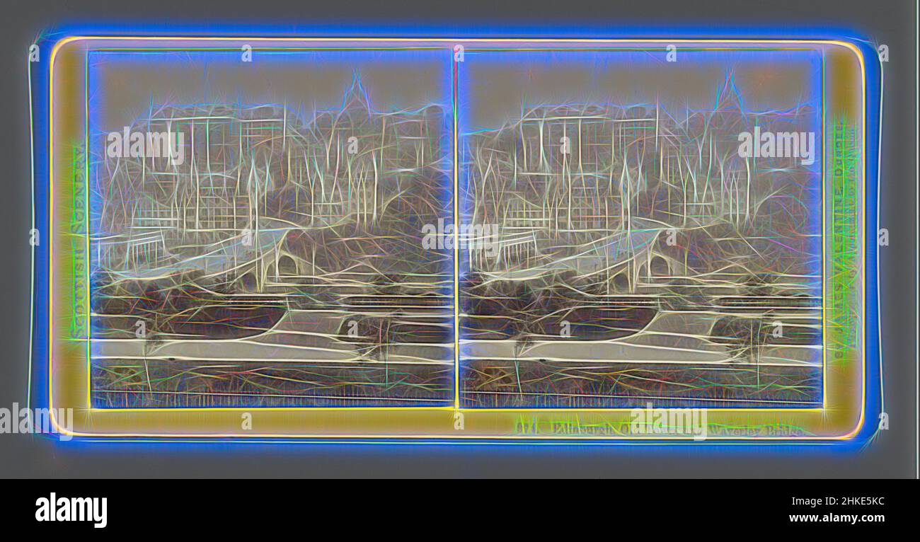 Ispirato da View of Edinburgh, Edimburgo, Old Town, e Waverley Bridge, James Valentine, Edimburgo, c.. 1850 - c. 1880, stampa albume, altezza 85 mm x larghezza 170 mm, reinventata da Artotop. L'arte classica reinventata con un tocco moderno. Design di calda e allegra luminosità e di raggi di luce. La fotografia si ispira al surrealismo e al futurismo, abbracciando l'energia dinamica della tecnologia moderna, del movimento, della velocità e rivoluzionando la cultura Foto Stock