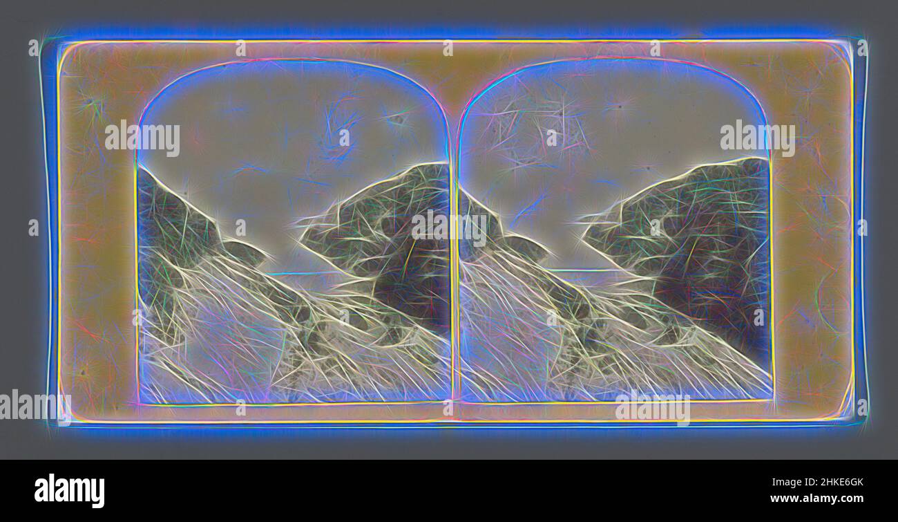 Ispirato dal paesaggio costiero (presumibilmente) nel Regno Unito, c.. 1850 - c. 1875, stampa albume, altezza 85 mm x larghezza 170 mm, reinventata da Artotop. L'arte classica reinventata con un tocco moderno. Design di calda e allegra luminosità e di raggi di luce. La fotografia si ispira al surrealismo e al futurismo, abbracciando l'energia dinamica della tecnologia moderna, del movimento, della velocità e rivoluzionando la cultura Foto Stock