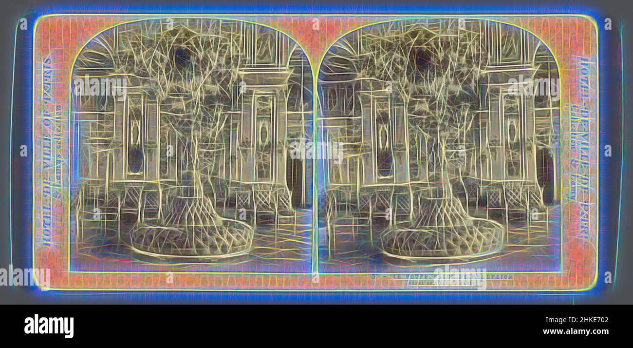 Ispirato dalla sala di ricevimento del Municipio di Parigi, le Pouff, Salon de Reception (Hotel de Ville de Paris), Hotel-de-ville di Parigi, Ernest Eléonor Pierre Lamy, Stadhuis, c. 1860 - c. 1880, stampa albume, altezza 85 mm x larghezza 170 mm, reinventata da Artotop. L'arte classica reinventata con un tocco moderno. Design di calda e allegra luminosità e di raggi di luce. La fotografia si ispira al surrealismo e al futurismo, abbracciando l'energia dinamica della tecnologia moderna, del movimento, della velocità e rivoluzionando la cultura Foto Stock