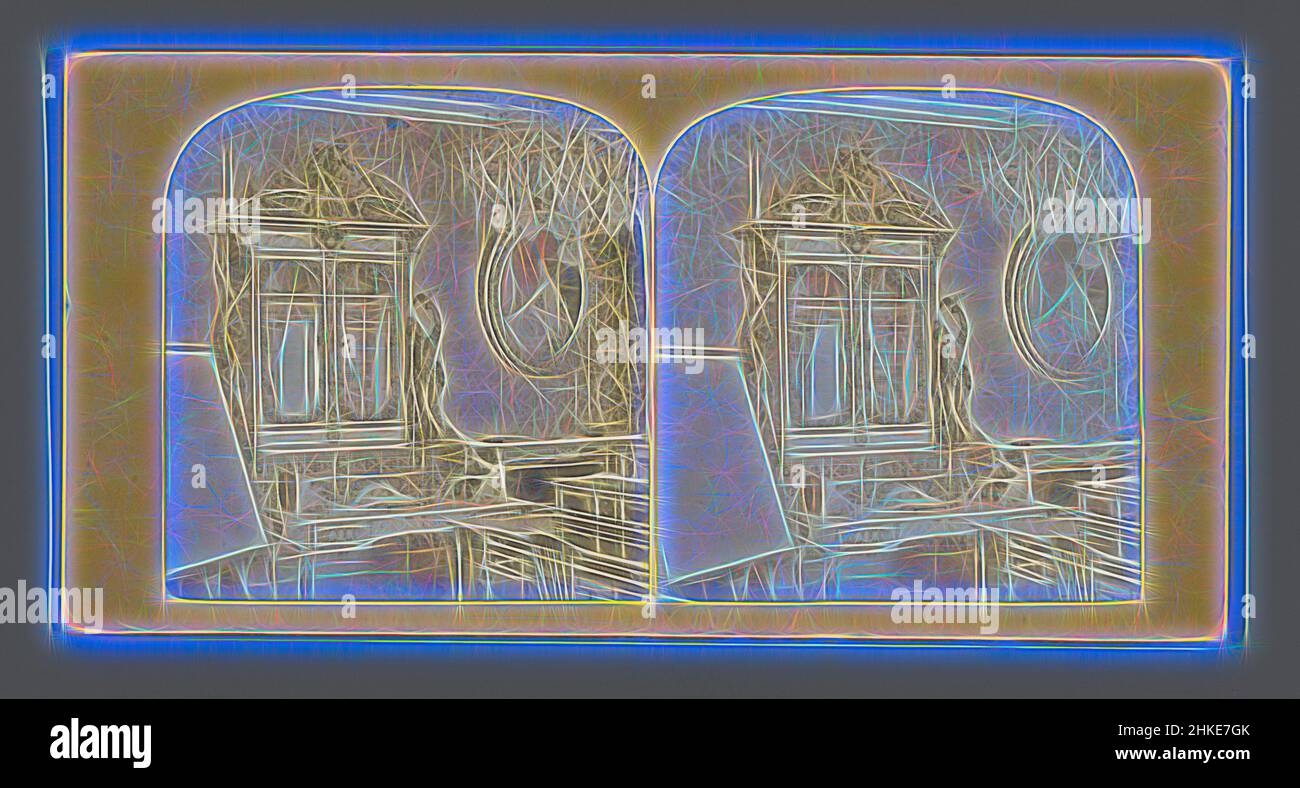 Ispirato dall'interno dello studio dell'imperatore Napoleone III nel Castello di Saint-Cloud, Appartements particuliers - Cabinet de travail de S.M. l'Empereur, Chateau impérial de Saint-Cloud, Kasteel van Saint-Cloud, in o dopo il 1852 - in o prima del 1870, stampa albume, altezza 85 mm x larghezza 170 mm, reimmaginato da Artotop. L'arte classica reinventata con un tocco moderno. Design di calda e allegra luminosità e di raggi di luce. La fotografia si ispira al surrealismo e al futurismo, abbracciando l'energia dinamica della tecnologia moderna, del movimento, della velocità e rivoluzionando la cultura Foto Stock