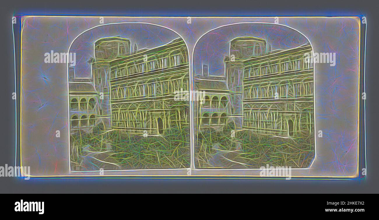 Ispirato dalla corte interna del palazzo Heidelberg, Heidelberg, c.. 1860 - c. 1880, stampa albume, altezza 85 mm x larghezza 170 mm, reinventata da Artotop. L'arte classica reinventata con un tocco moderno. Design di calda e allegra luminosità e di raggi di luce. La fotografia si ispira al surrealismo e al futurismo, abbracciando l'energia dinamica della tecnologia moderna, del movimento, della velocità e rivoluzionando la cultura Foto Stock