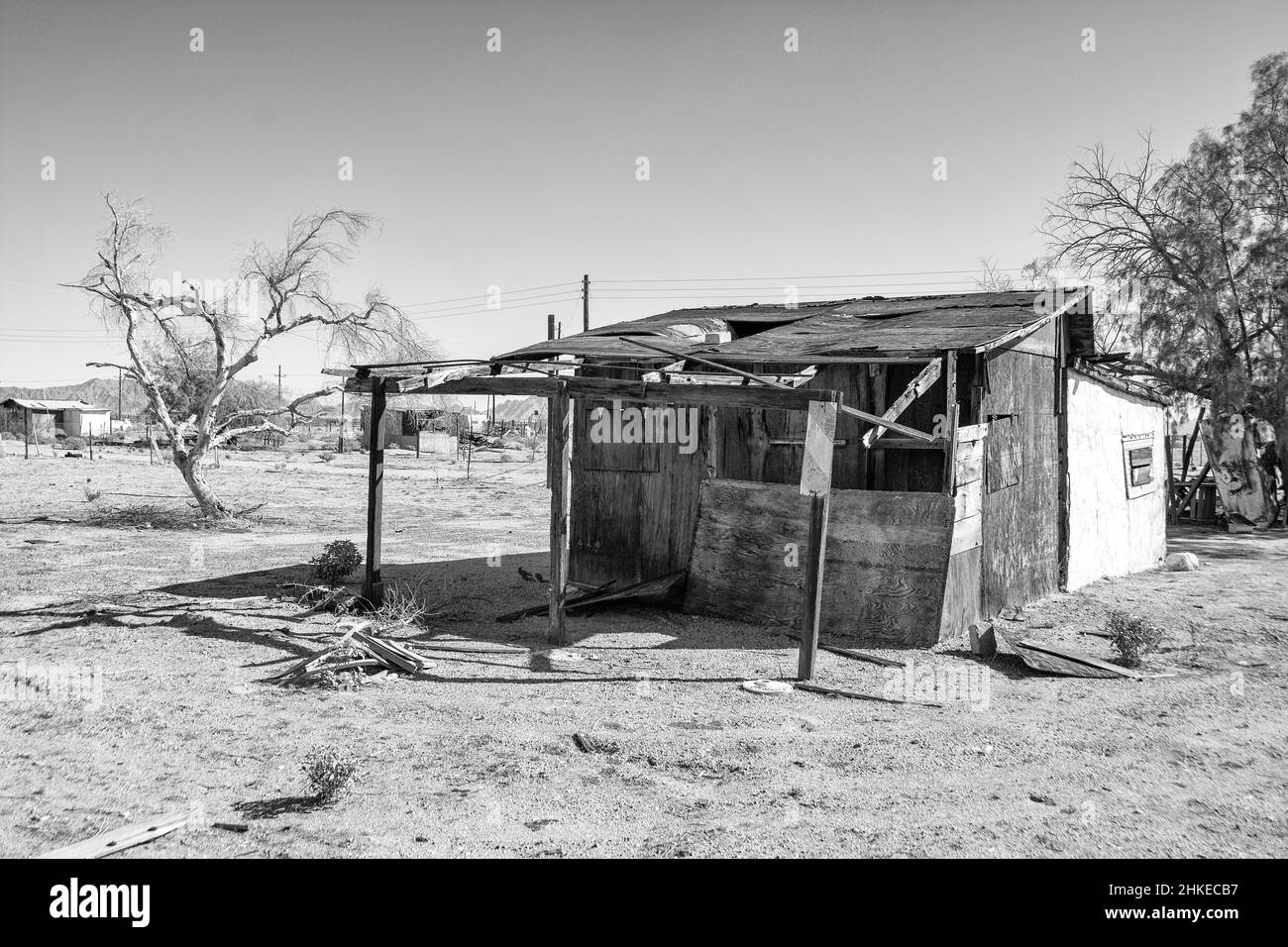 Un'antica casa abbandonata all'uscita dell'autostrada 3, sonora, Messico. Foto Stock