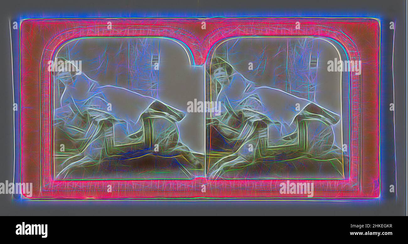 Ispirato da giovane donna su toro fiera, 1880 - 1905, carta baryta, carta, perforante, Altezza 89 mm x larghezza 177 mm, reinventata da Artotop. L'arte classica reinventata con un tocco moderno. Design di calda e allegra luminosità e di raggi di luce. La fotografia si ispira al surrealismo e al futurismo, abbracciando l'energia dinamica della tecnologia moderna, del movimento, della velocità e rivoluzionando la cultura Foto Stock