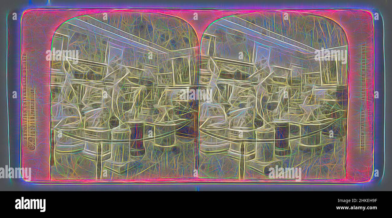 Ispirato all'arte italiana alla Fiera Mondiale 1878, Sezione Italienne - Galerie des Beaux Arts, esposizione Universelle de 1878, Étienne Neurdein, editore: Étienne Neurdein, Parigi, 1878, Carta, stampa albume, altezza 87 mm x larghezza 178 mm, reinventata da Artotop. L'arte classica reinventata con un tocco moderno. Design di calda e allegra luminosità e di raggi di luce. La fotografia si ispira al surrealismo e al futurismo, abbracciando l'energia dinamica della tecnologia moderna, del movimento, della velocità e rivoluzionando la cultura Foto Stock
