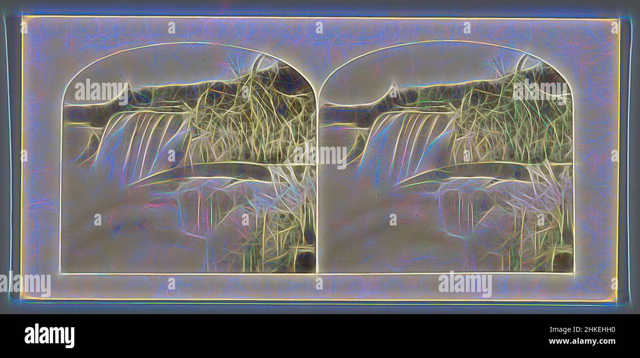 Ispirato alle American Falls a Niagara in inverno, American Fall, Niagara, da Goat Island. - A Winter Scene, Stati Uniti d'America, William Inghilterra, editore: The London stereoscopic Company, American Falls, editore: London, 1859, paper, Stampa albume, altezza 83 mm x larghezza 175 mm, reinventata da Artotop. L'arte classica reinventata con un tocco moderno. Design di calda e allegra luminosità e di raggi di luce. La fotografia si ispira al surrealismo e al futurismo, abbracciando l'energia dinamica della tecnologia moderna, del movimento, della velocità e rivoluzionando la cultura Foto Stock