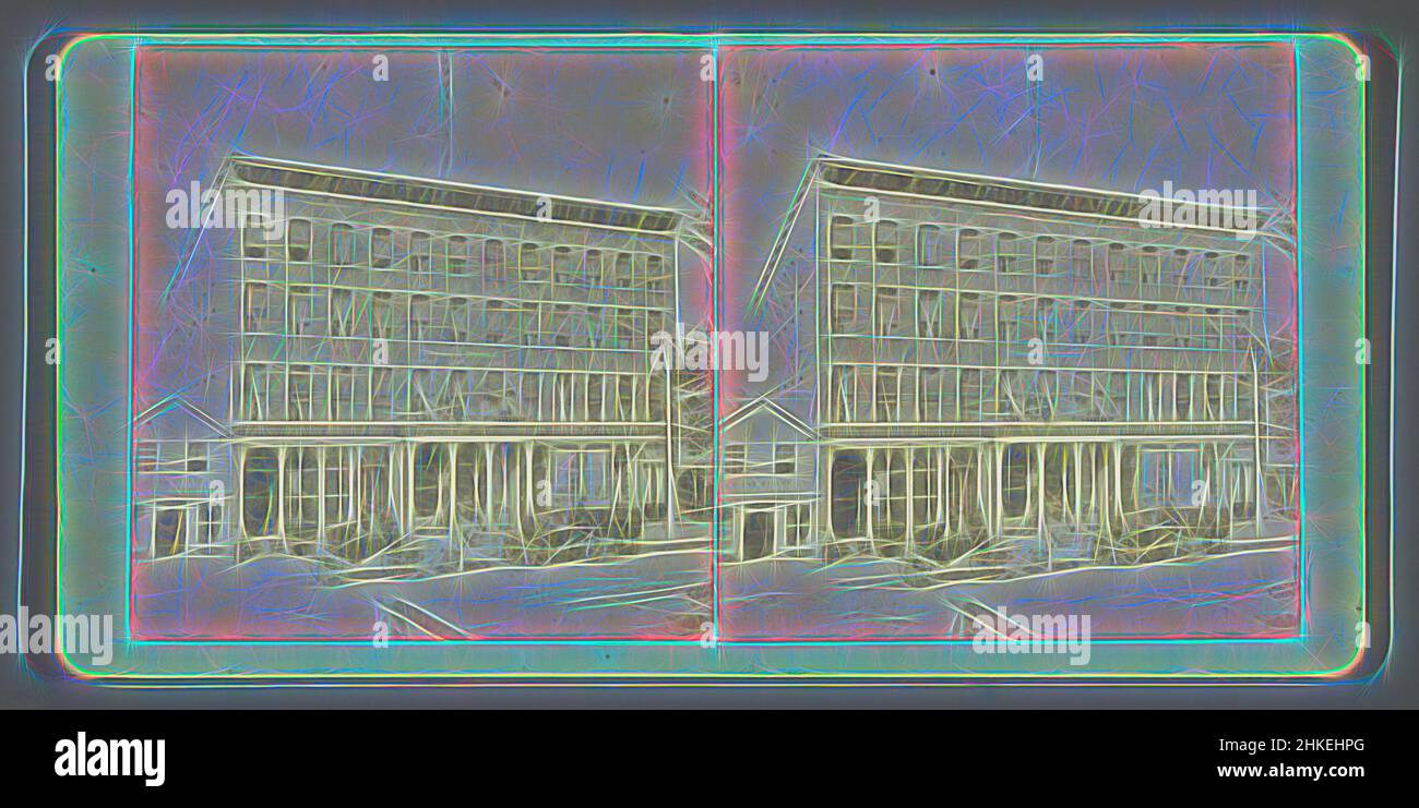 Ispirato da Walker House in East Temple Street, Salt Lake City, Utah, Charles Roscoe Savage, Salt Lake City, 1861 - 1865, carta, stampa albume, altezza 87 mm x larghezza 176 mm, reinventata da Artotop. L'arte classica reinventata con un tocco moderno. Design di calda e allegra luminosità e di raggi di luce. La fotografia si ispira al surrealismo e al futurismo, abbracciando l'energia dinamica della tecnologia moderna, del movimento, della velocità e rivoluzionando la cultura Foto Stock