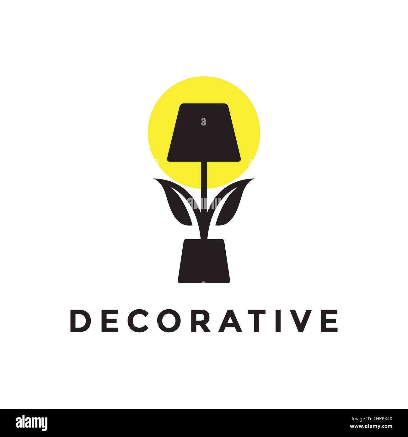 lampada da stand decorativo interno con logo pianta design, vettore grafico simbolo icona illustrazione idea creativa Illustrazione Vettoriale