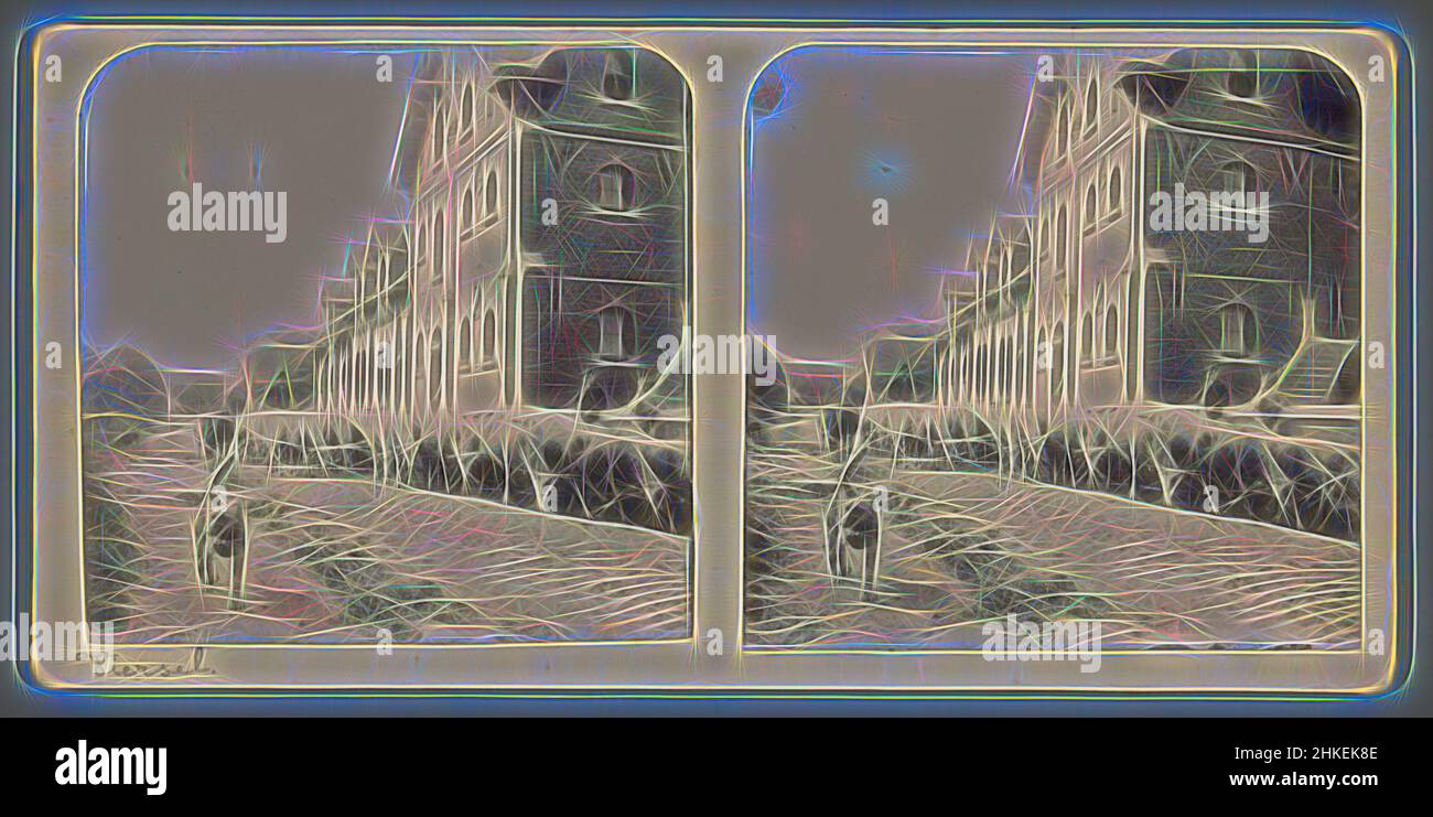 Ispirato da gregge di pecore per strada accompagnato da un cane, Viersel, sconosciuto, 1890 - 1920, altezza 78 mm x larghezza 160 mm altezza 87 mm x larghezza 177 mm, reinventato da Artotop. L'arte classica reinventata con un tocco moderno. Design di calda e allegra luminosità e di raggi di luce. La fotografia si ispira al surrealismo e al futurismo, abbracciando l'energia dinamica della tecnologia moderna, del movimento, della velocità e rivoluzionando la cultura Foto Stock