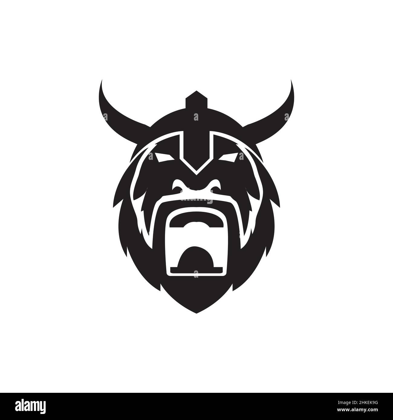 design isolato del logo vichingo roar, immagine grafica vettoriale icona simbolo idea creativa Illustrazione Vettoriale