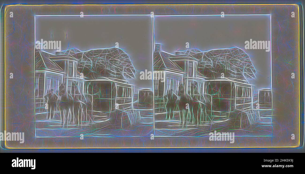 Ispirato a un veicolo da strada trainato da cavalli si trova ancora di fronte a una casa, Winsum (...), sconosciuta, 1890 - 1920, altezza 74 mm x larghezza 144 mm altezza 87 mm x larghezza 177 mm, reinventata da Artotop. L'arte classica reinventata con un tocco moderno. Design di calda e allegra luminosità e di raggi di luce. La fotografia si ispira al surrealismo e al futurismo, abbracciando l'energia dinamica della tecnologia moderna, del movimento, della velocità e rivoluzionando la cultura Foto Stock