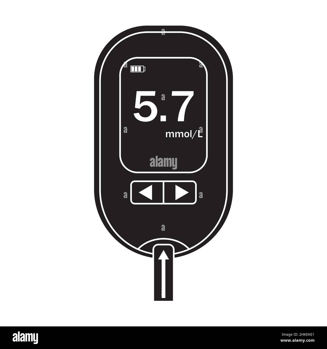 Misurazione della glicemia mediante l'icona nera del dispositivo illustrazione del vettore isolato. Illustrazione Vettoriale