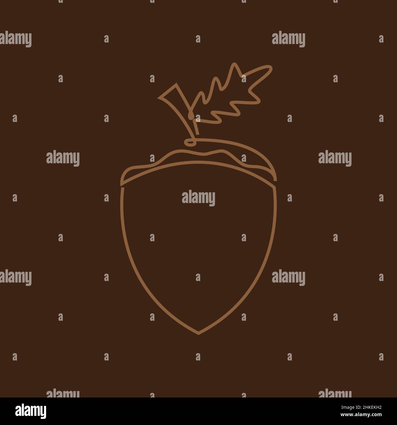 linea continua quercia frutta logo design, vettore grafico simbolo icona illustrazione idea creativa Illustrazione Vettoriale