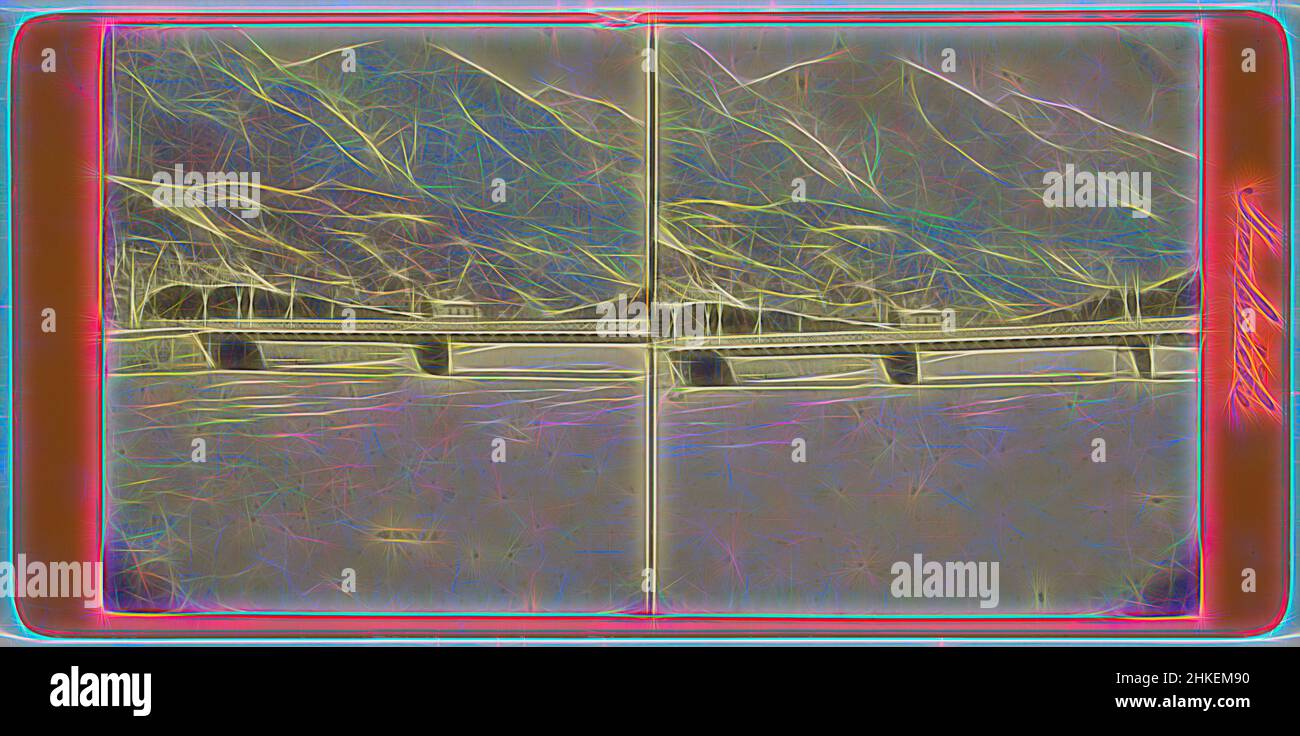Ispirato da Innbrücke a Innsbruck, Innbrücke, Innsbruck, 1873 - 1890, carta, Stampa albume, altezza 86 mm x larghezza 177 mm, reinventata da Artotop. L'arte classica reinventata con un tocco moderno. Design di calda e allegra luminosità e di raggi di luce. La fotografia si ispira al surrealismo e al futurismo, abbracciando l'energia dinamica della tecnologia moderna, del movimento, della velocità e rivoluzionando la cultura Foto Stock