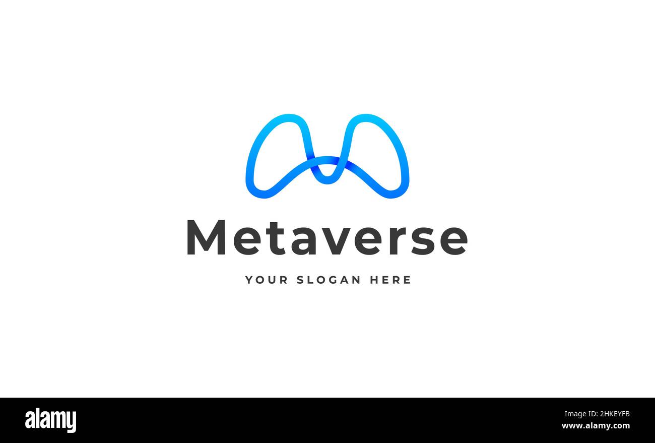 Illustrazione vettoriale iniziale del design del logo M digitale Foto Stock