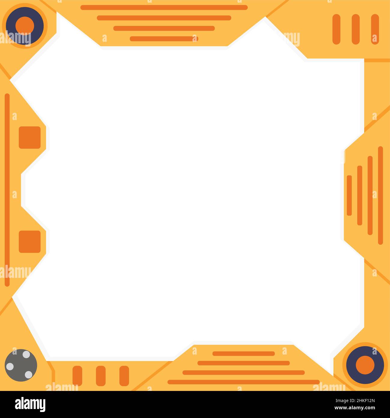 Telaio di dima per la progettazione, navicella spaziale per cancelli, telaio in acciaio di stile industriale. Vettore futuristico navicella spaziale cancello, tecnologia moderna su navetta, construu Illustrazione Vettoriale