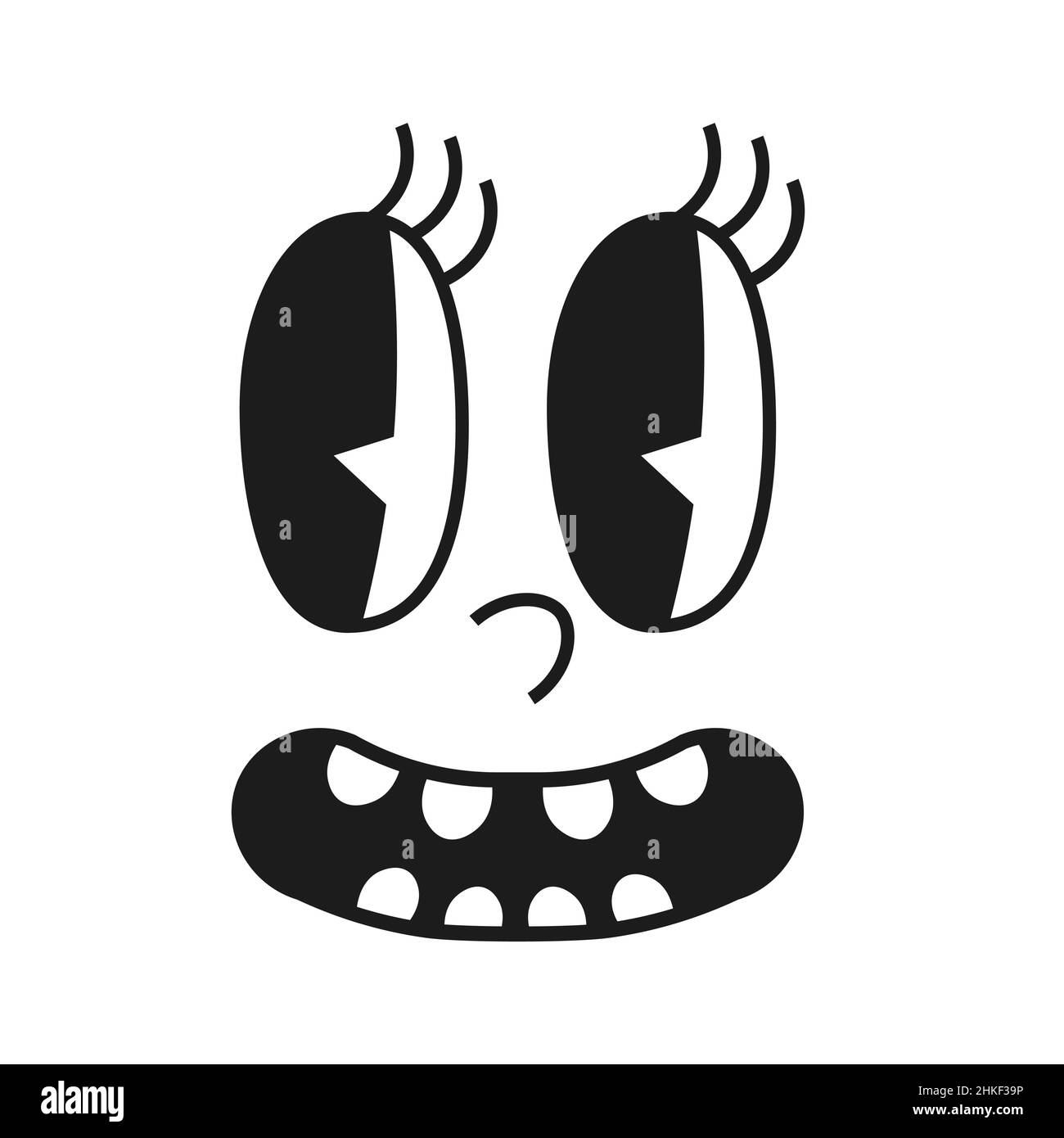 Personaggio della mascotte dei cartoni animati. Volti retrò vintage. Vettore divertente smiley. Illustrazione Vettoriale