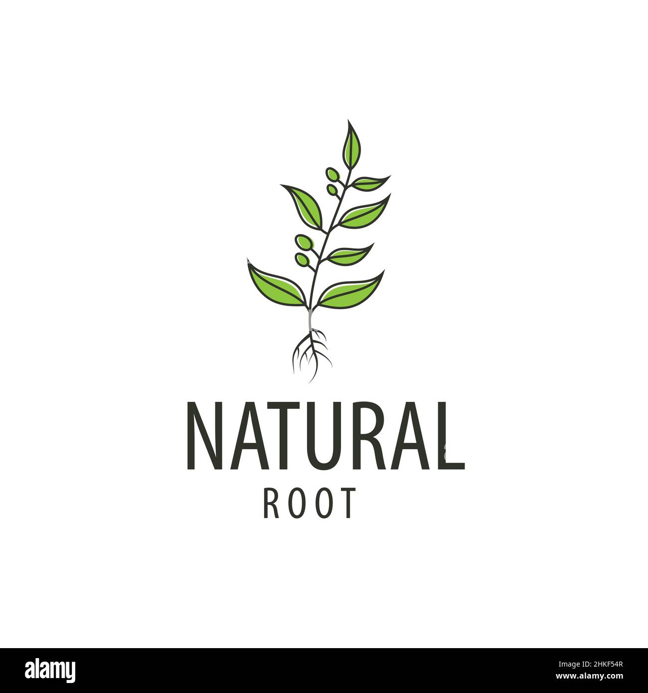 Logo albero root. Logo albero naturale modello emblema download badge Illustrazione Vettoriale