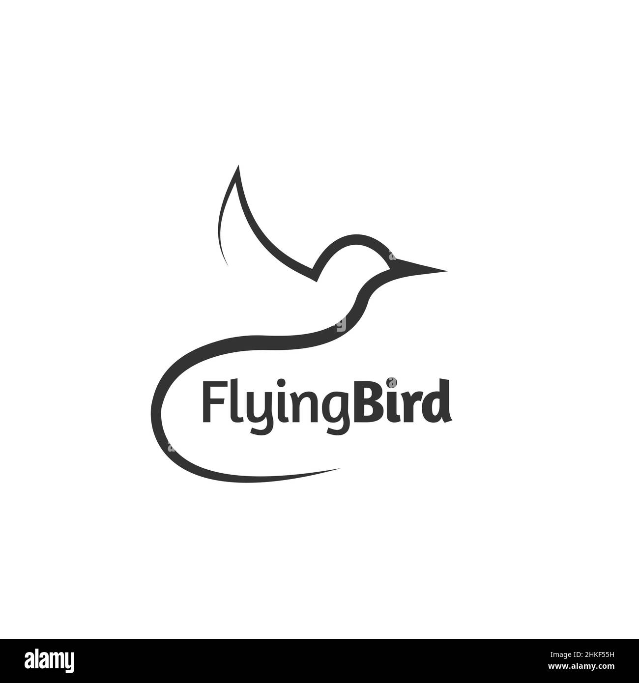 Disegno della linea del logo Flying Bird, modello di icona vettoriale Illustrazione Vettoriale