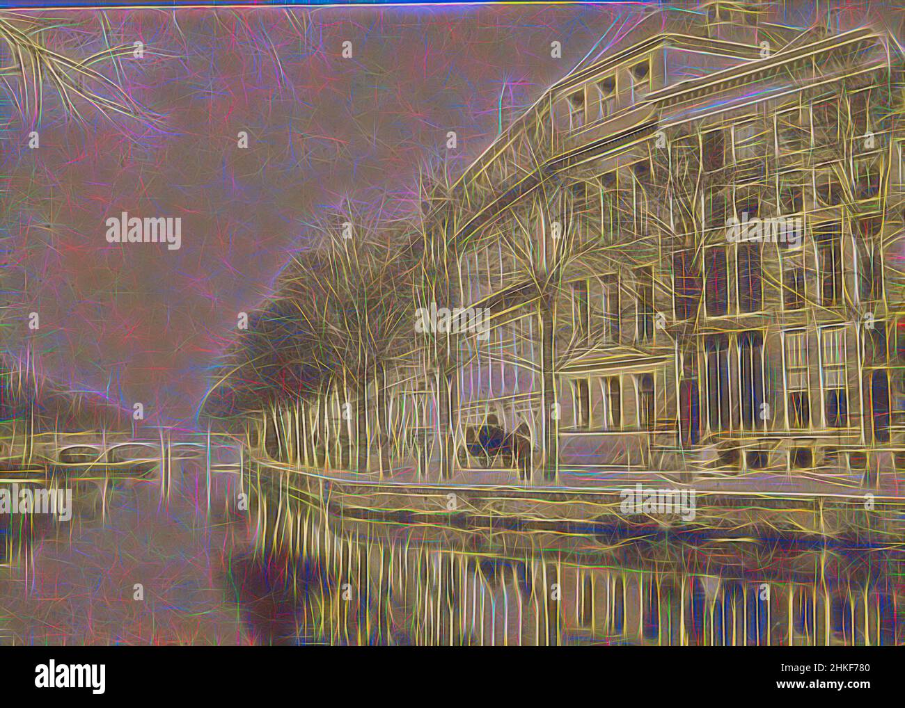 Ispirato alla vista del Keizersgracht di Amsterdam, Amsterdam, 1850 - 1900, stampa albume, altezza 98 mm x larghezza 141 mm, reinventato da Artotop. L'arte classica reinventata con un tocco moderno. Design di calda e allegra luminosità e di raggi di luce. La fotografia si ispira al surrealismo e al futurismo, abbracciando l'energia dinamica della tecnologia moderna, del movimento, della velocità e rivoluzionando la cultura Foto Stock