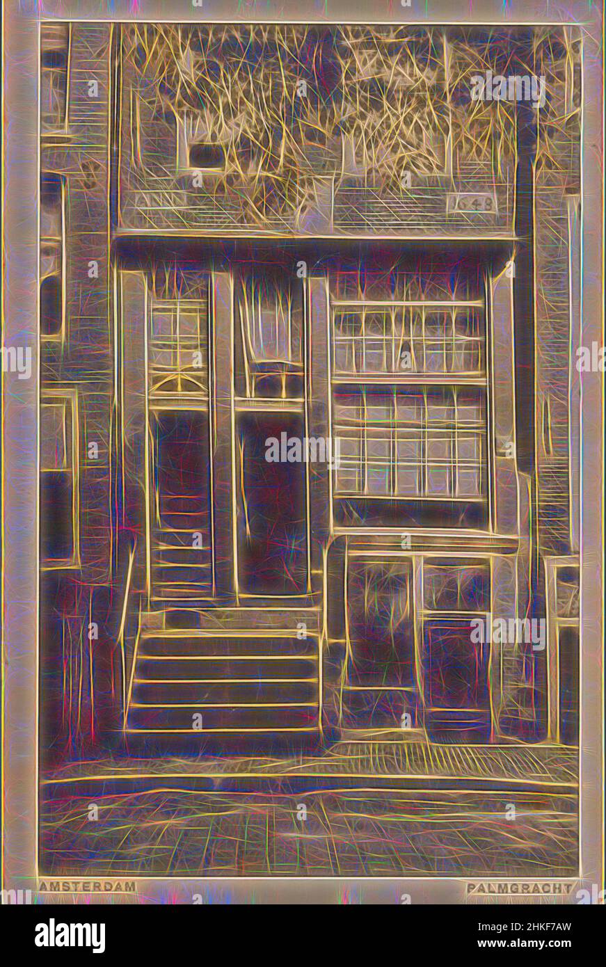 Ispirato ad Amsterdam. Palmgracht, produttore:, stampante: Gebrs. Van Rijkom, Amsterdam, 1875 - 1930, collotype, altezza 140 mm x larghezza 90 mm, Reimagined by Artotop. L'arte classica reinventata con un tocco moderno. Design di calda e allegra luminosità e di raggi di luce. La fotografia si ispira al surrealismo e al futurismo, abbracciando l'energia dinamica della tecnologia moderna, del movimento, della velocità e rivoluzionando la cultura Foto Stock