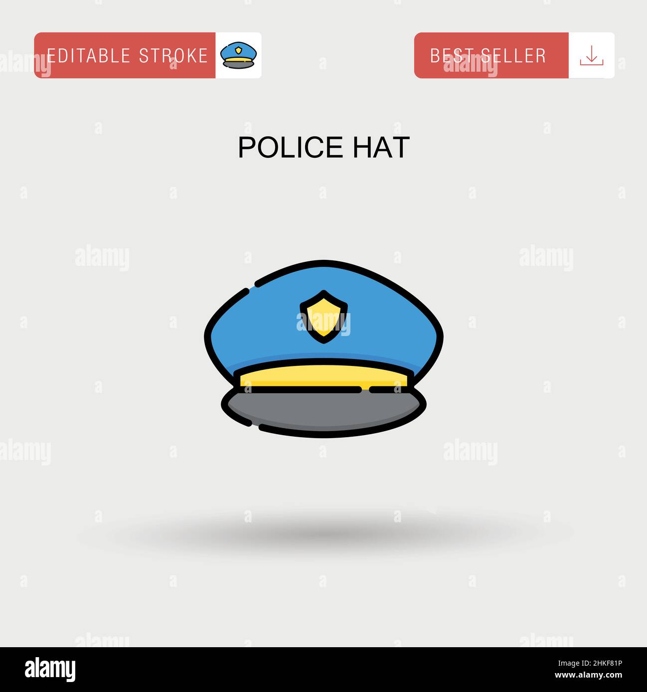 Cappello di polizia semplice icona vettoriale. Illustrazione Vettoriale
