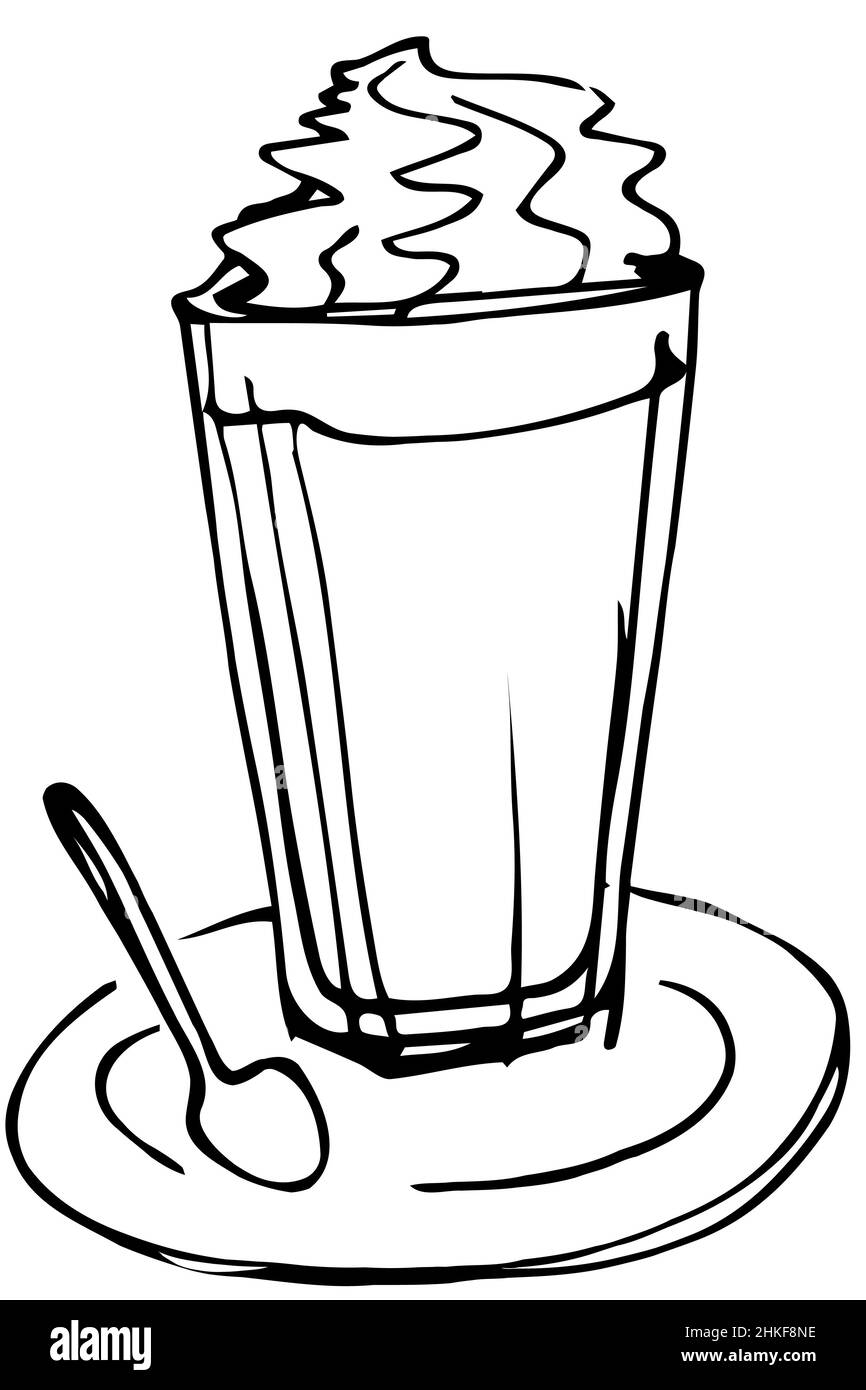 coppa di disegno vettoriale bianco e nero con panna montata Foto Stock