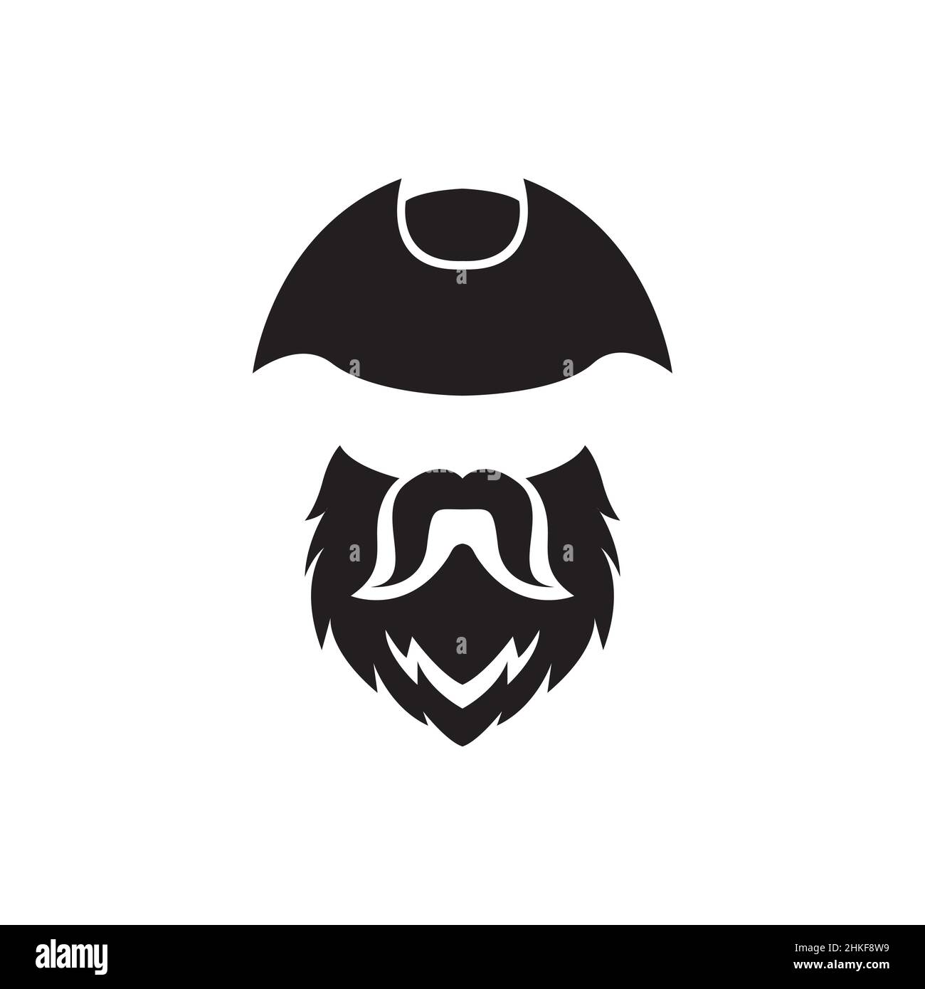 vecchio uomo pirata barba lunga logo design, vettore grafico simbolo icona illustrazione idea creativa Illustrazione Vettoriale