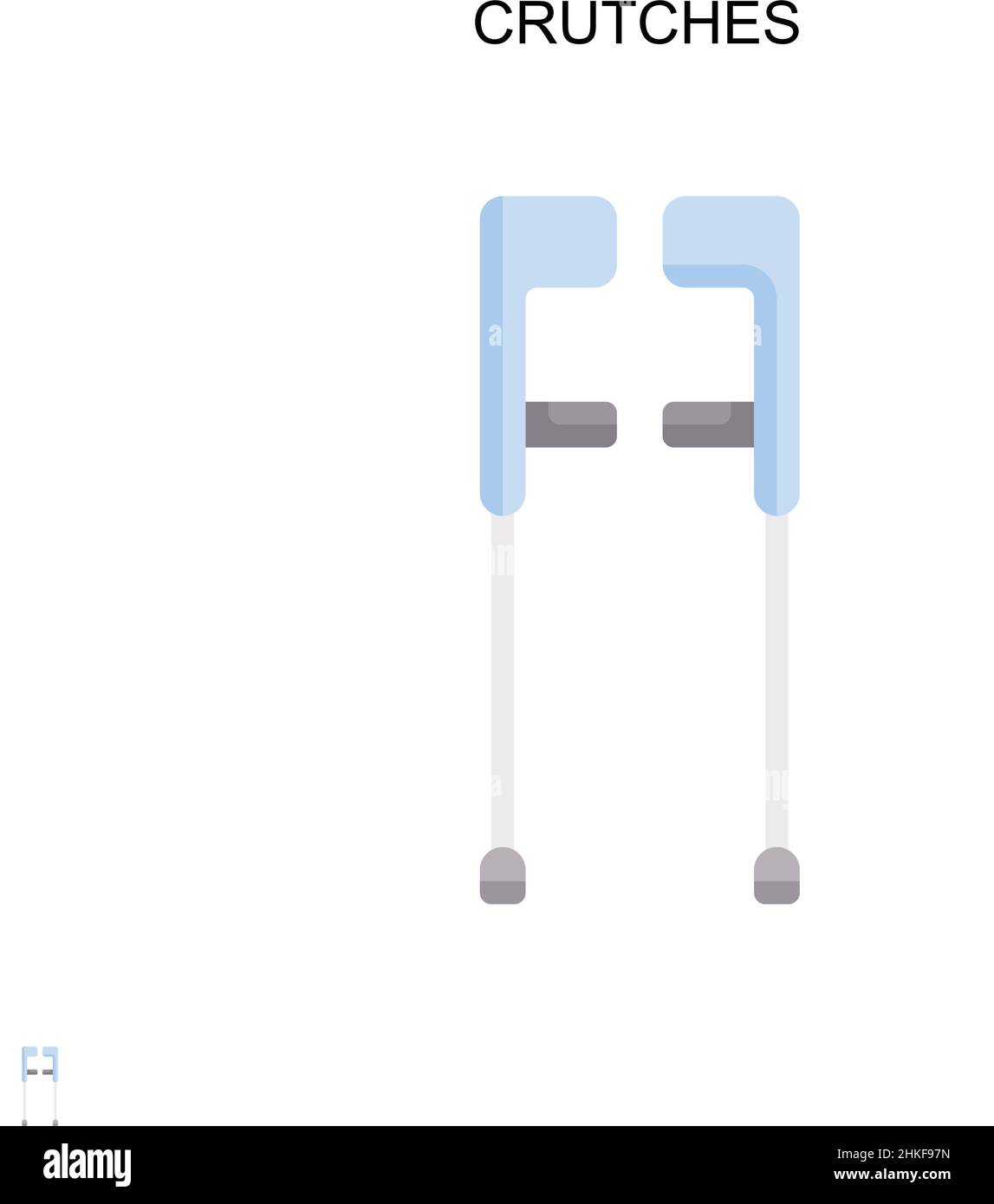 Crutches semplice icona vettoriale. Modello di disegno del simbolo di illustrazione per l'elemento dell'interfaccia utente mobile Web. Illustrazione Vettoriale