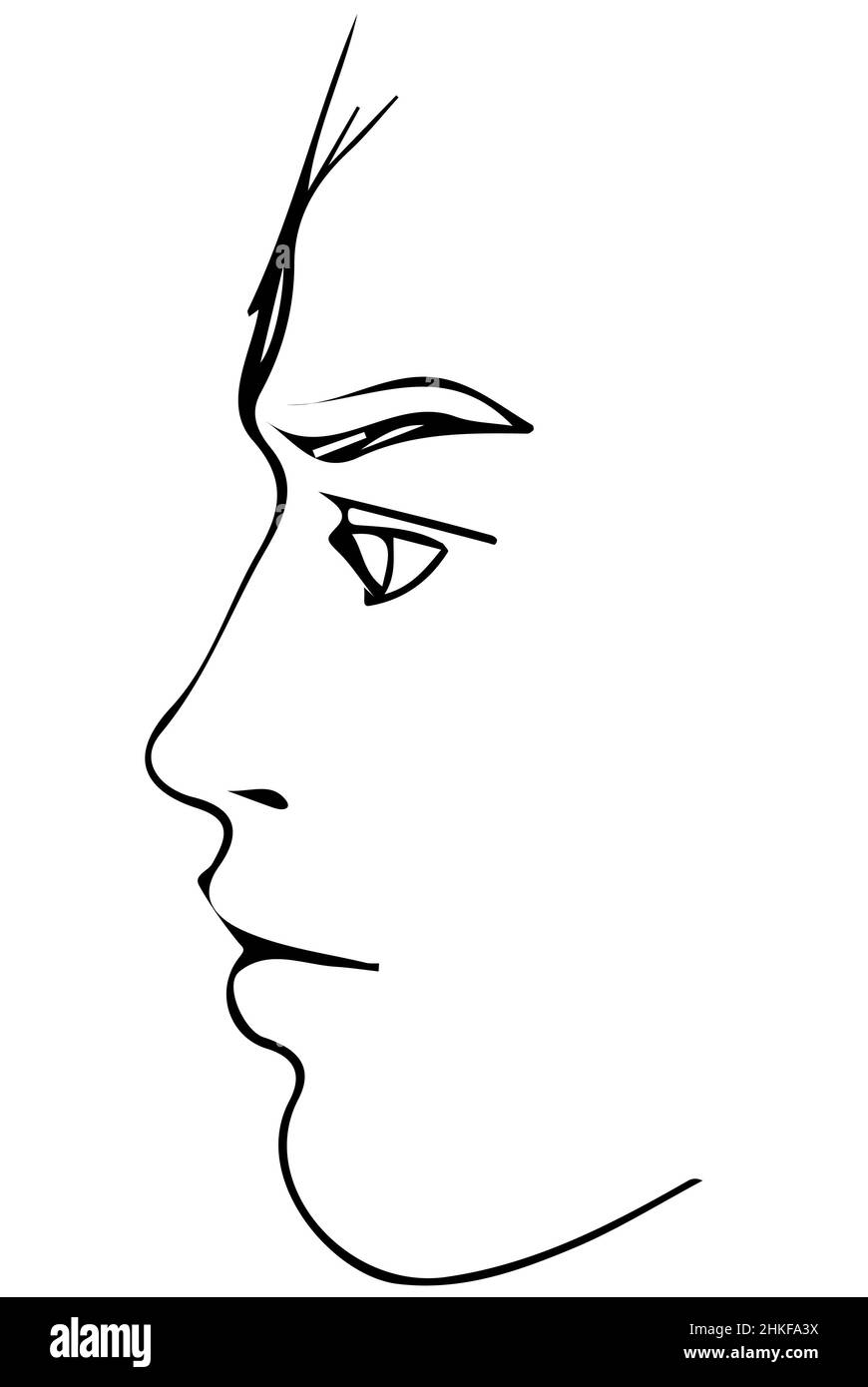 disegno vettoriale in bianco e nero su ritratto di un profilo persona Foto Stock