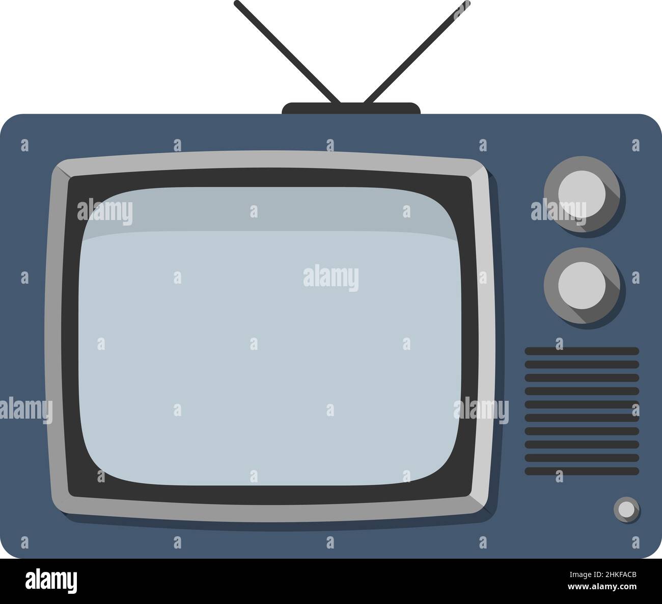 televisione a tubo d'epoca, televisore crt isolato su sfondo bianco, illustrazione vettoriale Illustrazione Vettoriale