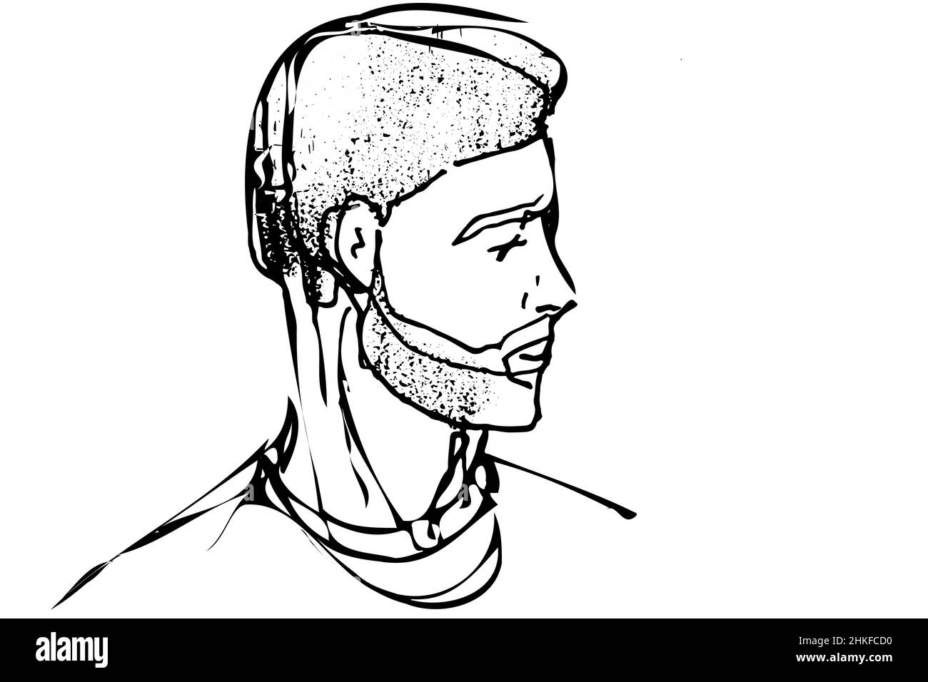 disegno vettoriale per un ritratto di un bell'uomo con una barba Foto Stock