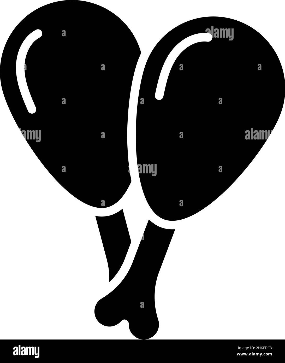 Coscia di pollo Glyph icona Food Vector Illustrazione Vettoriale