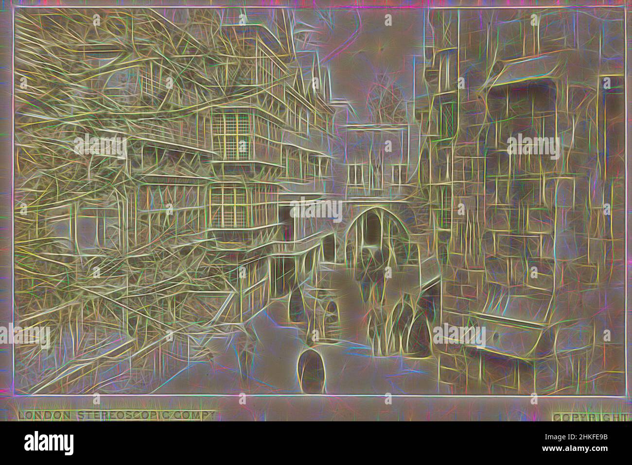 Ispirata da Street a Londra, la London stereoscopic Company, Londra, 1895 - 1900, stampa albume, altezza 109 mm x larghezza 165 mm, reinventata da Artotop. L'arte classica reinventata con un tocco moderno. Design di calda e allegra luminosità e di raggi di luce. La fotografia si ispira al surrealismo e al futurismo, abbracciando l'energia dinamica della tecnologia moderna, del movimento, della velocità e rivoluzionando la cultura Foto Stock