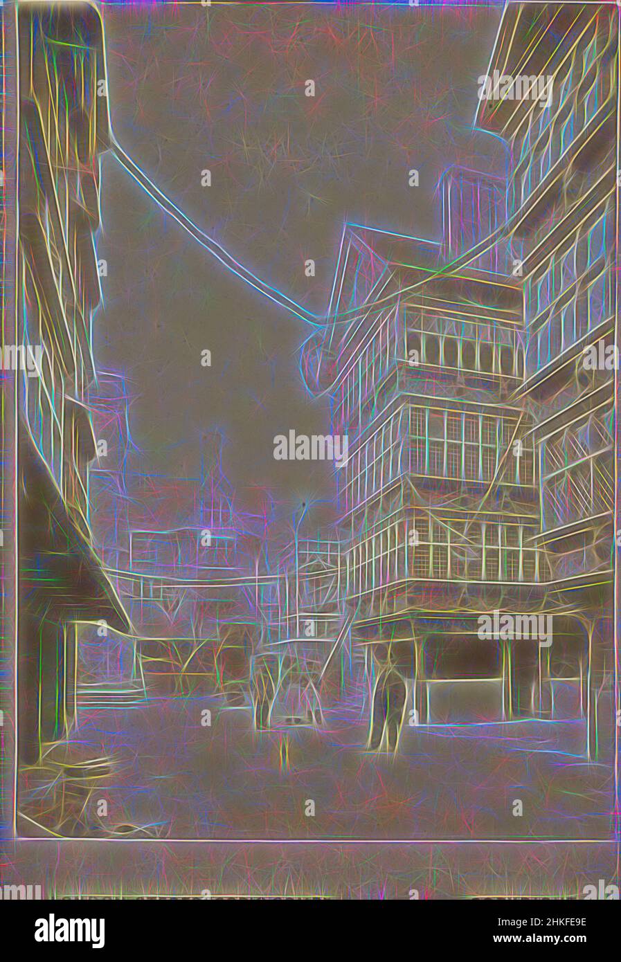 Ispirata da Street a Londra, la London stereoscopic Company, Londra, 1895 - 1900, stampa albume, altezza 166 mm x larghezza 109 mm, reinventata da Artotop. L'arte classica reinventata con un tocco moderno. Design di calda e allegra luminosità e di raggi di luce. La fotografia si ispira al surrealismo e al futurismo, abbracciando l'energia dinamica della tecnologia moderna, del movimento, della velocità e rivoluzionando la cultura Foto Stock