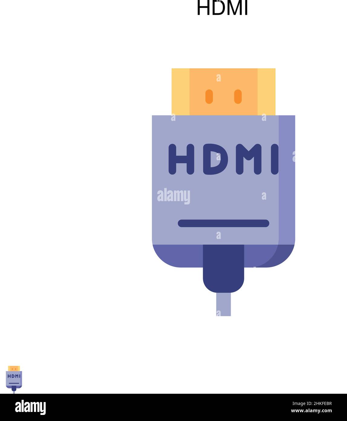 Icona vettore semplice HDMI. Modello di disegno del simbolo di illustrazione per l'elemento dell'interfaccia utente mobile Web. Illustrazione Vettoriale