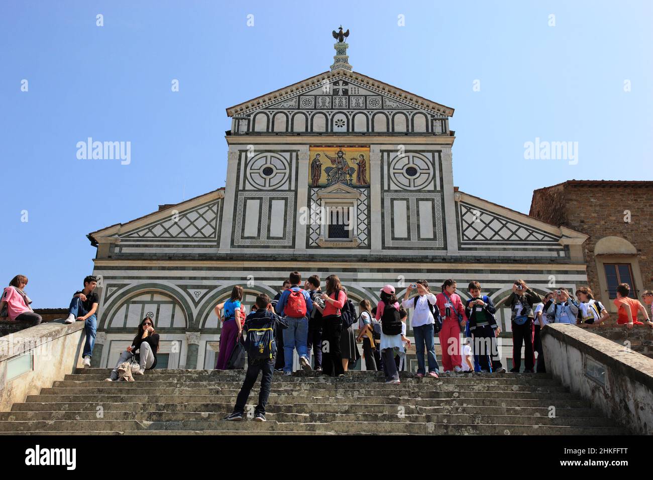 La più antica fondazione della chiesa di Firenze, San Miato al Monte, Firenze, Firenze, Toscana, la più antica fondazione della chiesa di Firenze Foto Stock