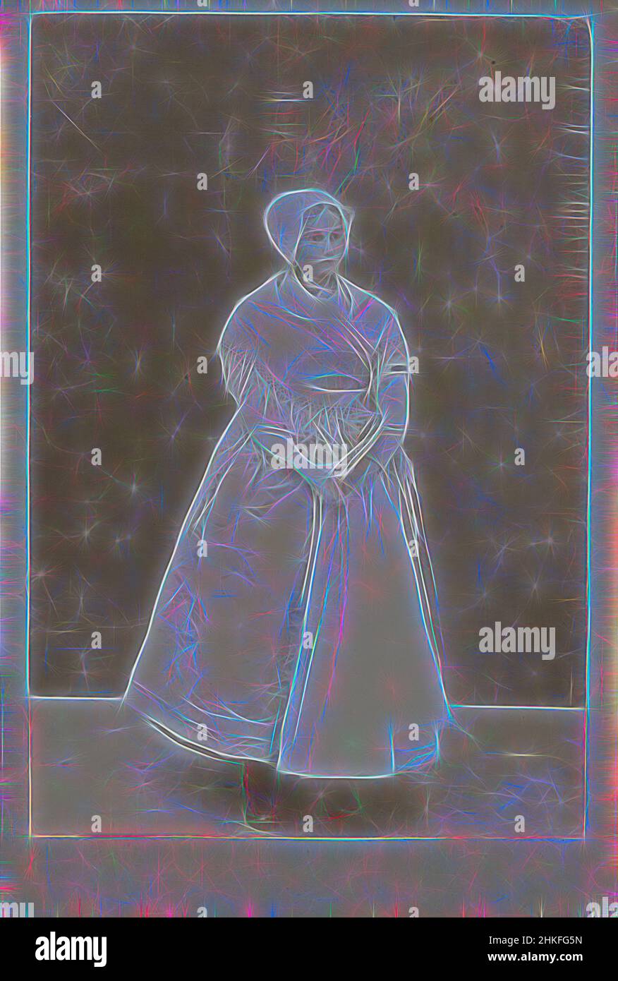 Ispirato da Doll in costume tradizionale presumibilmente da Scheveningen, Paesi Bassi, c.. 1880 - c. 1900, altezza 140 mm x larghezza 95 mm, reinventato da Artotop. L'arte classica reinventata con un tocco moderno. Design di calda e allegra luminosità e di raggi di luce. La fotografia si ispira al surrealismo e al futurismo, abbracciando l'energia dinamica della tecnologia moderna, del movimento, della velocità e rivoluzionando la cultura Foto Stock