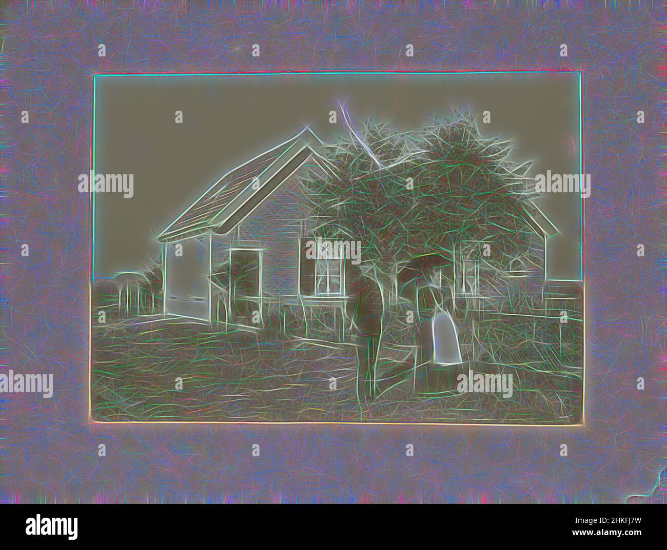 Ispirato da Ritratto di poliziotto e donna con ombrello a casa loro, Paesi Bassi, 1890 - 1910, reinventato da Artotop. L'arte classica reinventata con un tocco moderno. Design di calda e allegra luminosità e di raggi di luce. La fotografia si ispira al surrealismo e al futurismo, abbracciando l'energia dinamica della tecnologia moderna, del movimento, della velocità e rivoluzionando la cultura Foto Stock