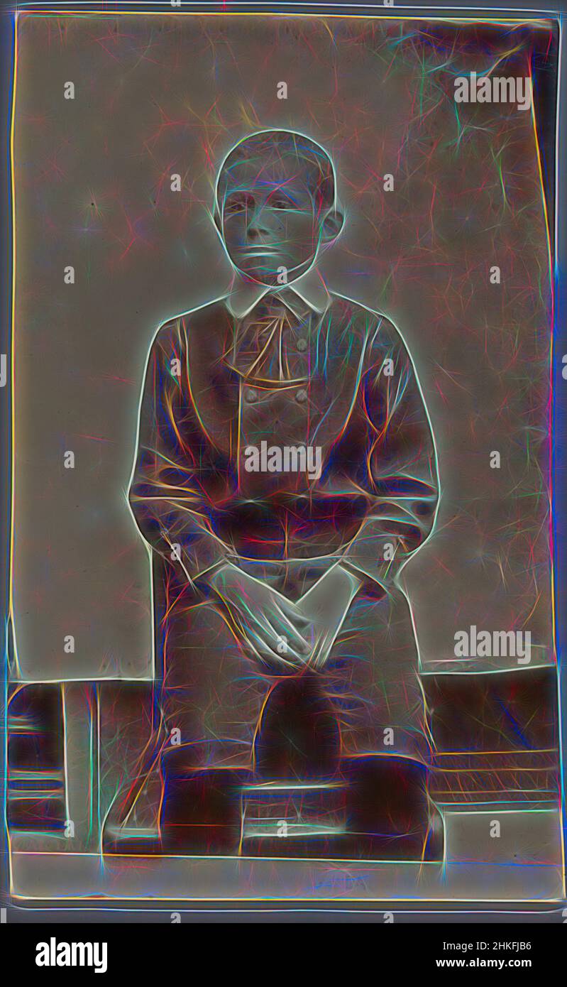 Ispirato dal Ritratto di un ragazzo sconosciuto, c.. 1910 - c. 1920, altezza 105 mm x larghezza 66 mm, reinventato da Artotop. L'arte classica reinventata con un tocco moderno. Design di calda e allegra luminosità e di raggi di luce. La fotografia si ispira al surrealismo e al futurismo, abbracciando l'energia dinamica della tecnologia moderna, del movimento, della velocità e rivoluzionando la cultura Foto Stock