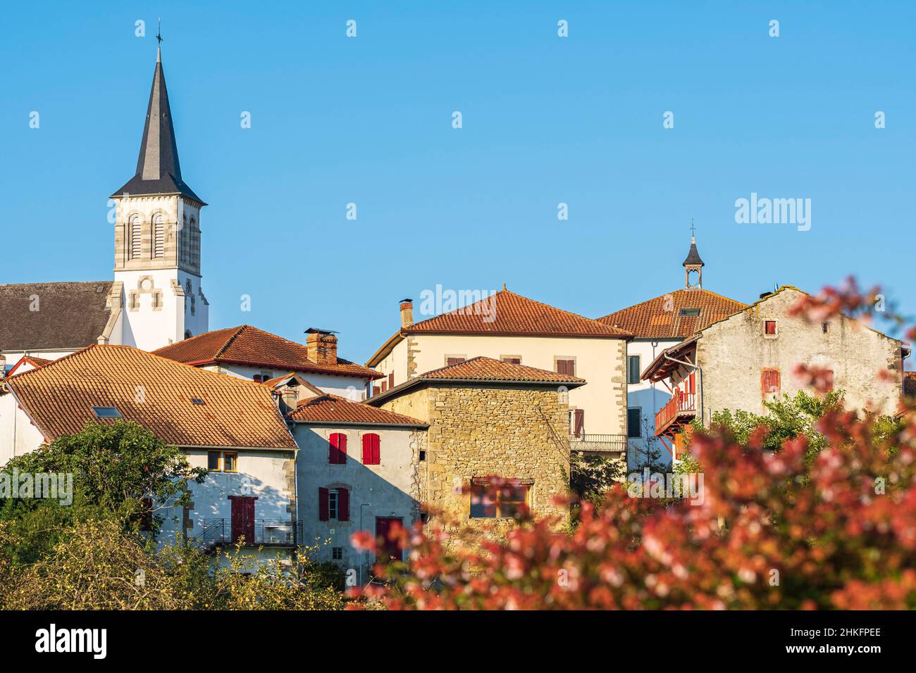 Francia, Pirenei Atlantici, Ostabat-ASME, tappa sulla via Lemovicensis o Vezelay, una delle vie principali per Santiago de Compostela Foto Stock