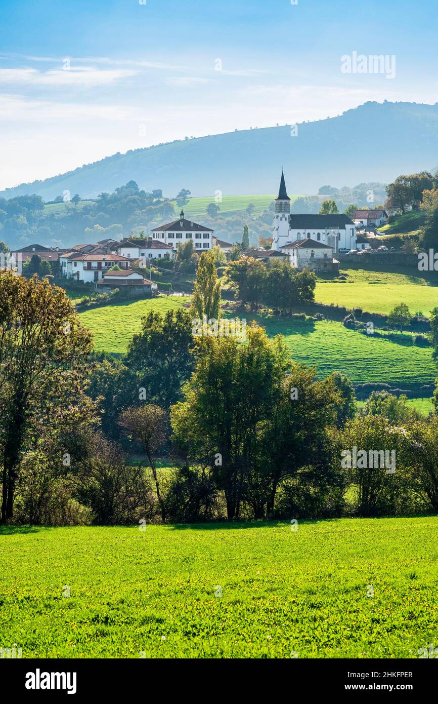 Francia, Pirenei Atlantici, Ostabat-ASME, tappa sulla via Lemovicensis o Vezelay, una delle vie principali per Santiago de Compostela Foto Stock
