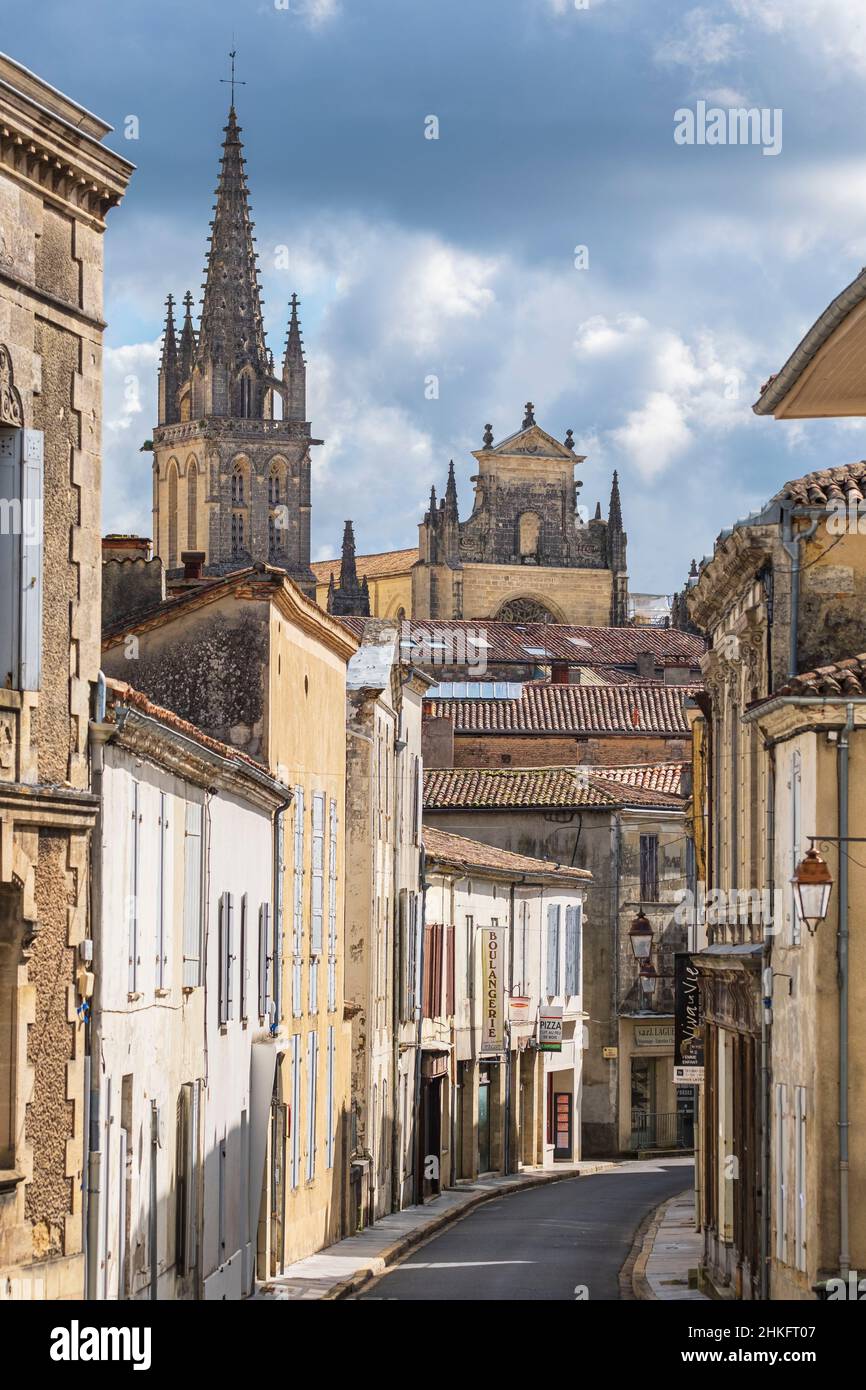Francia, Gironda, Bazas, tappa sulla Via Lemovicensis o Vezelay, uno dei modi principali per Santiago de Compostela, Cattedrale di Saint-Jean-Baptiste, un sito patrimonio dell'umanità dell'UNESCO Foto Stock