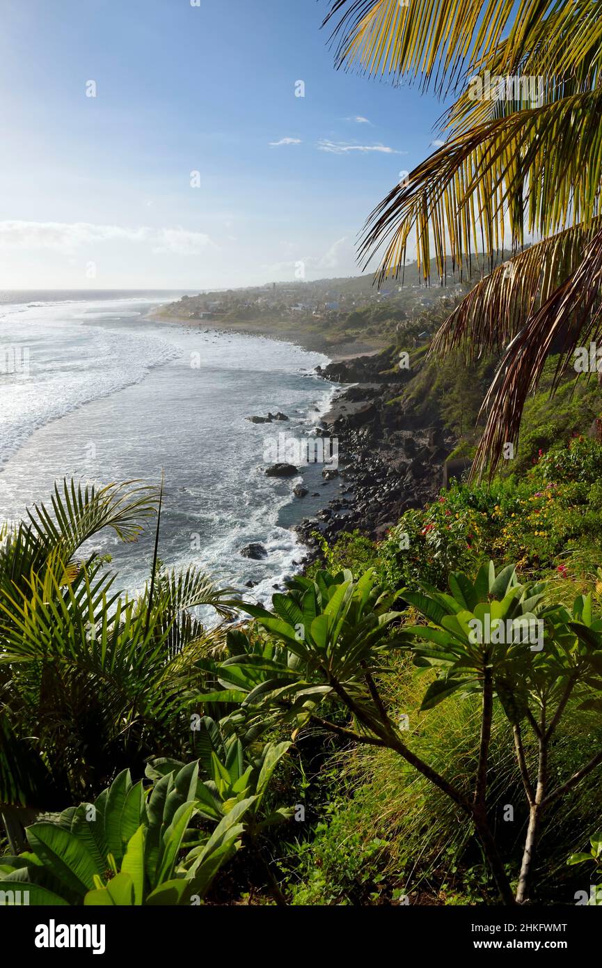Francia, isola di Reunion (dipartimento francese d'oltremare), Petite-Ile sulla costa meridionale, Grand-Bois spiaggia e rocce Foto Stock