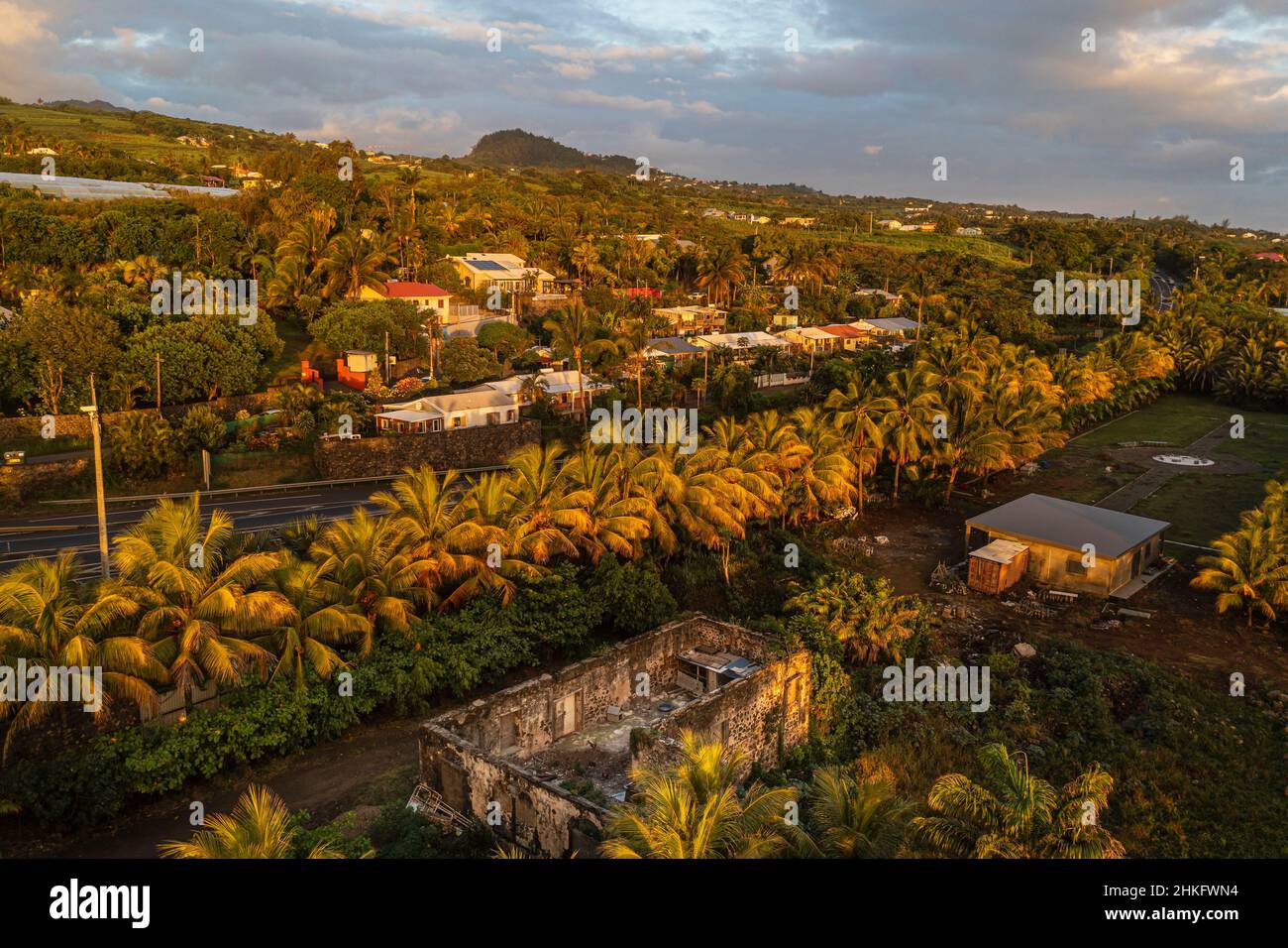 Francia, isola di Reunion (dipartimento francese d'oltremare), Petite-Ile sulla costa meridionale (vista aerea) Foto Stock