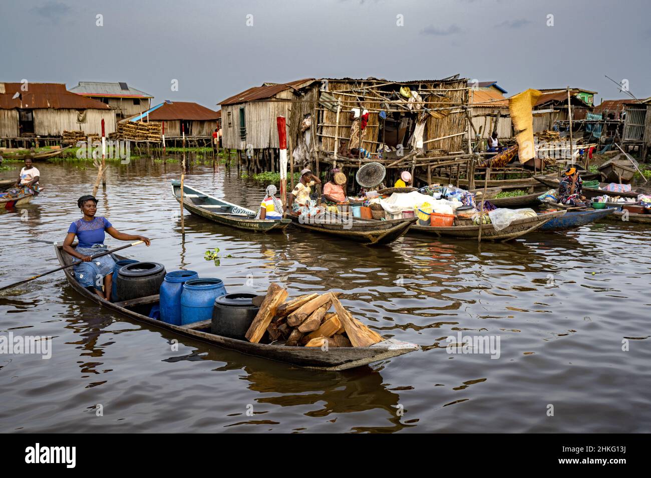 Benin, Cotonou, la città galleggiante di Ganvie Foto Stock