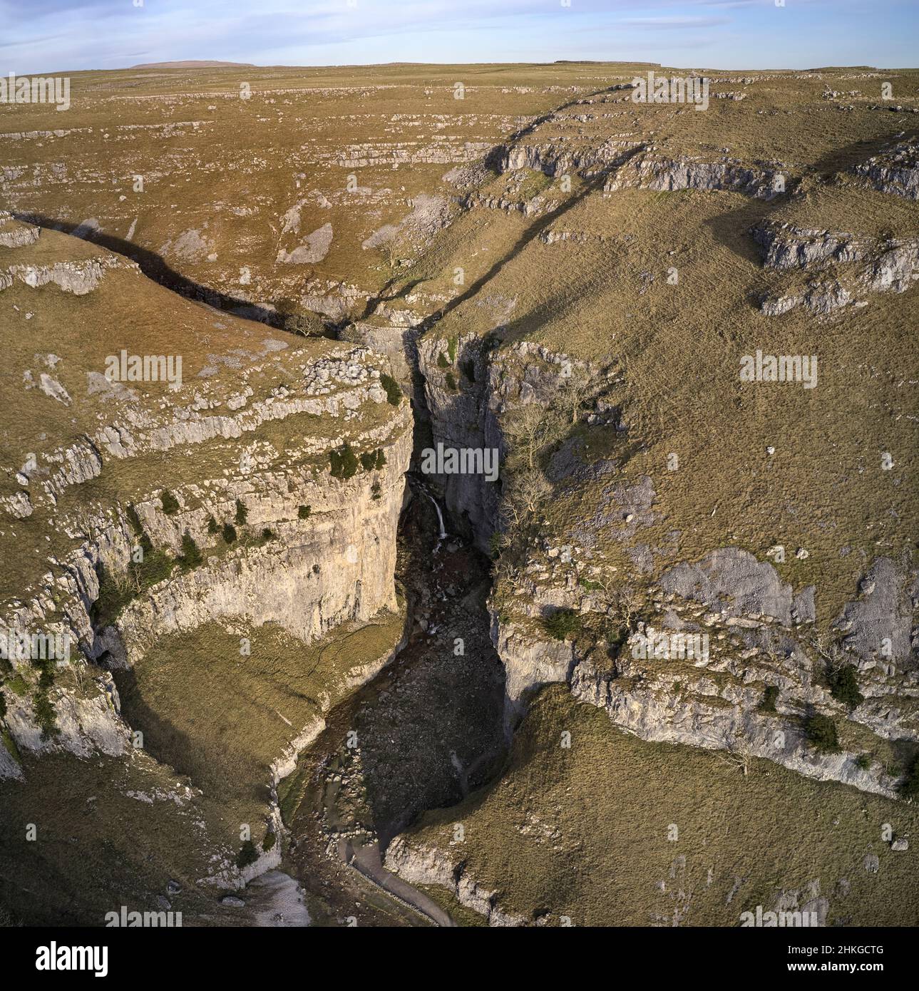 Goredale Scart Malham yorkshire Dales parco nazionale alto elevato vicino vista formato quadrato Foto Stock