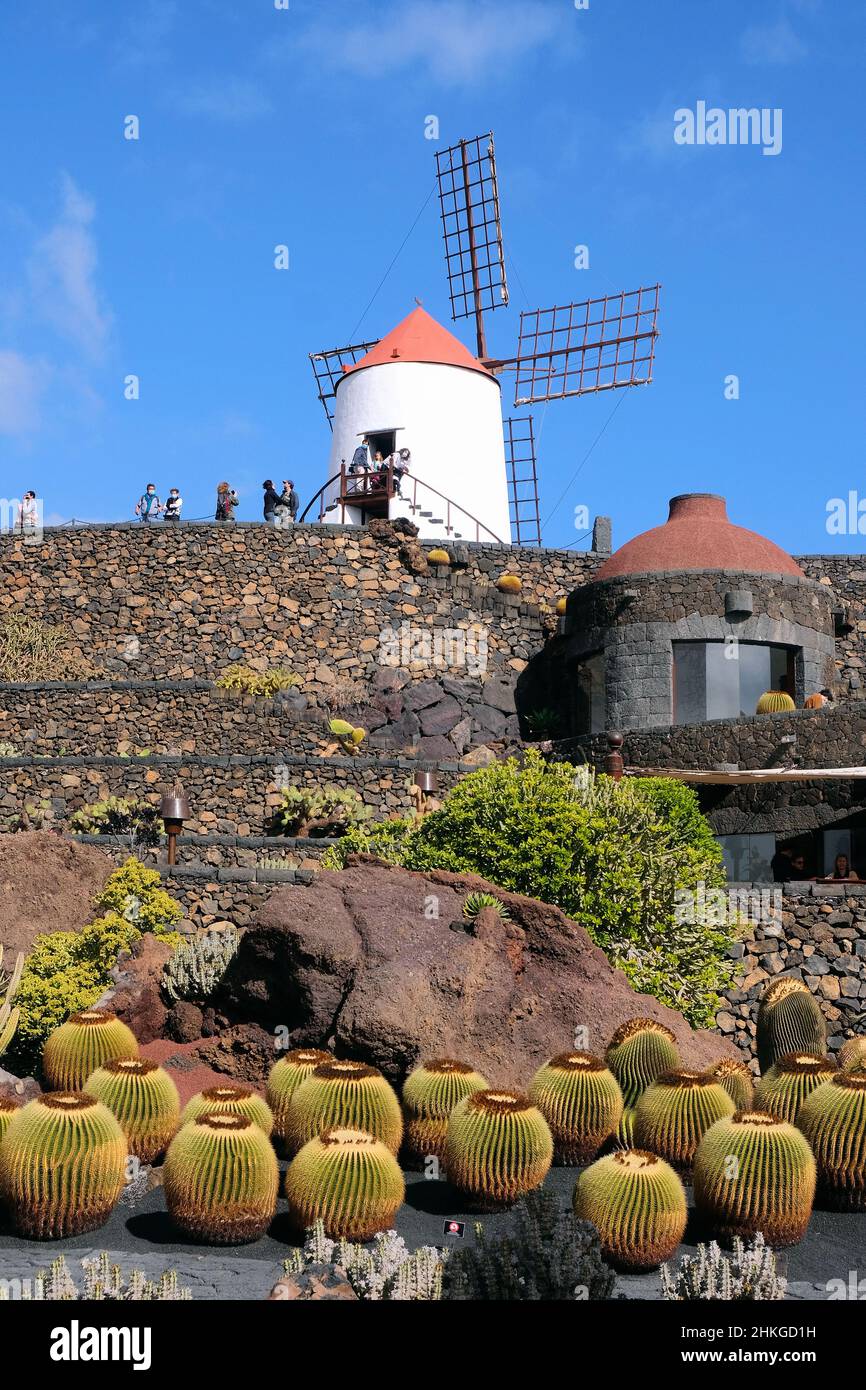 Jardin de Cactus, giardino di cactus progettato da Cesar Manrique a Guatiza Foto Stock