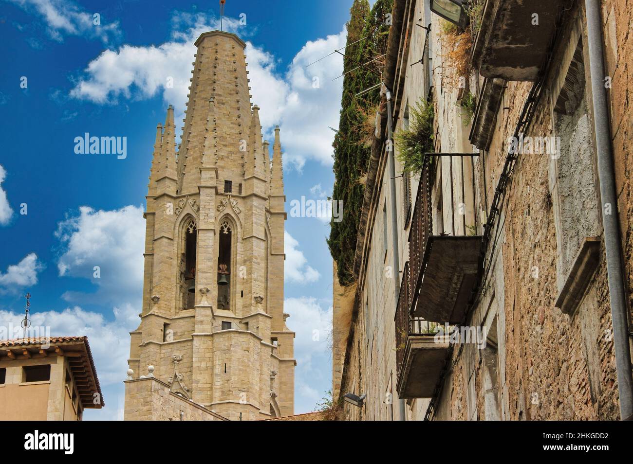 La Collegiata di San Felix (Collegiata di Sant Feliu) è una basilica dedicata a San Felix nella città spagnola di Girona, Foto Stock